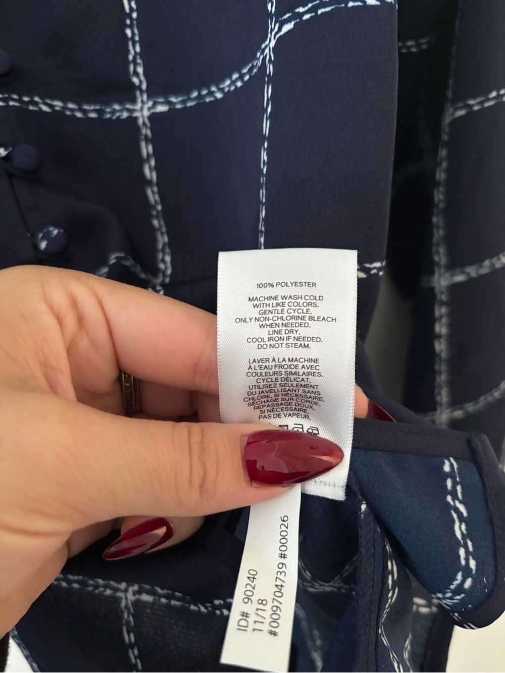 Express Portofino Shirt - L Slim - Navy Windowpane Plaid NWT Button Down Blouse - Picture 7 of 7